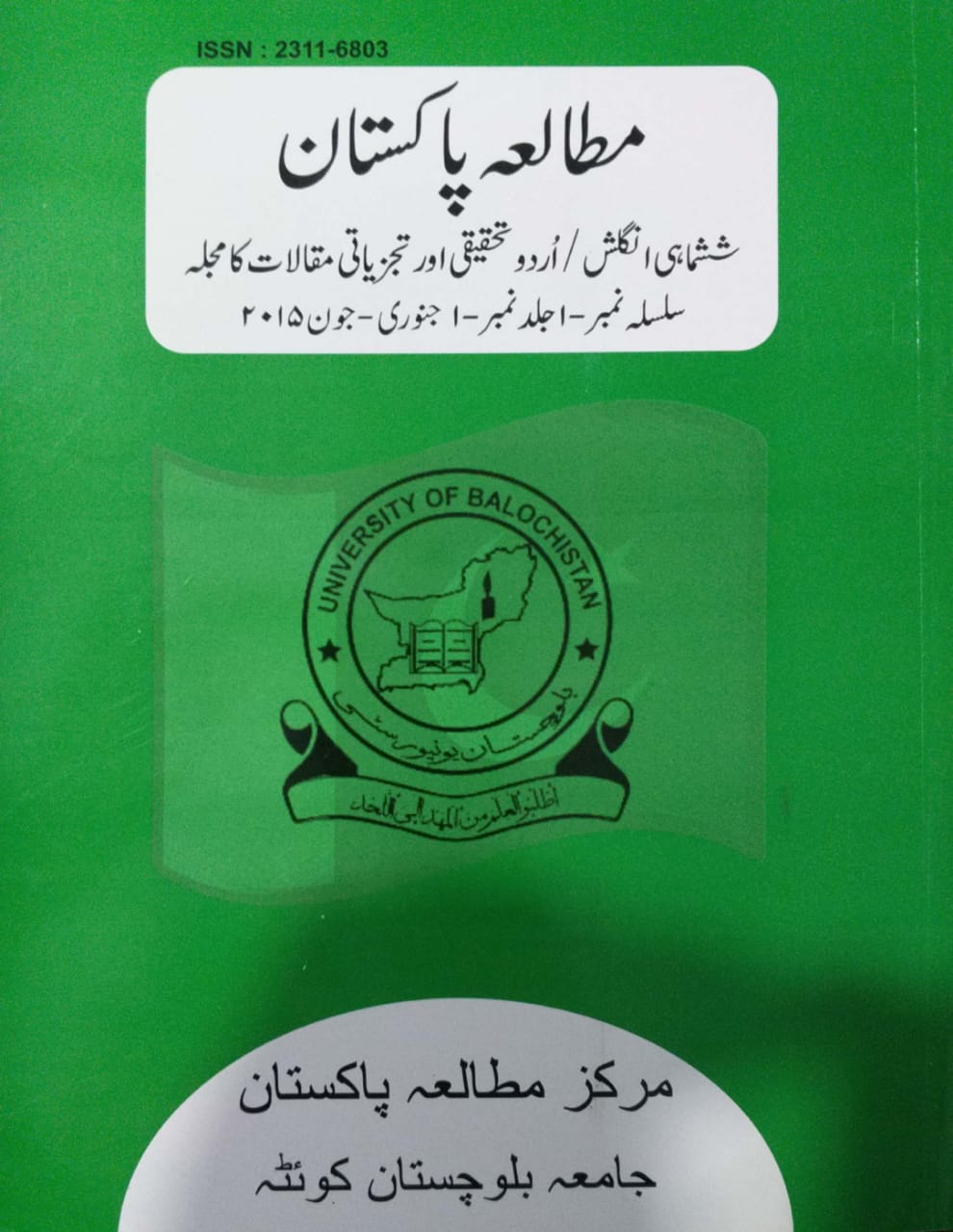 					View Vol. 1 No. 01 (2015): Pakistan Studies January - June
				